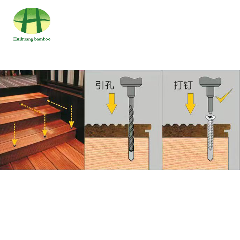 Pavimentazione in bambù pesante con giunzione esplicita di chiodi